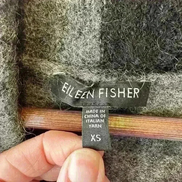 Eileen Fisher Womens XS Open Front Mohair Knit Vest Jacket Gray Black Lagenlook‎ - Picture 3 of 8